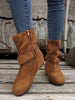 Womens Classic Solid Color Ankle Boots with Round-Toe Design - Fashion Buckle Belt & Side Zipper Closure - Ultra-Comfortable Outdoor Shoes for Stylish Adventures