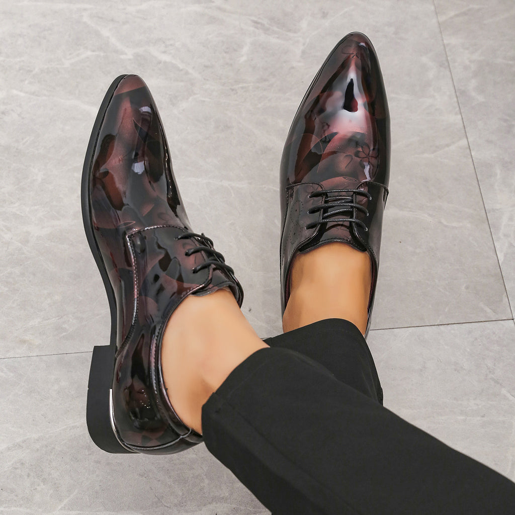 Elegant Men's Oxford Brogue Shoes - Lace-Up Pointed Toe, Durable & Comfortable for Wedding, Business & Office Wear, All-Season Design