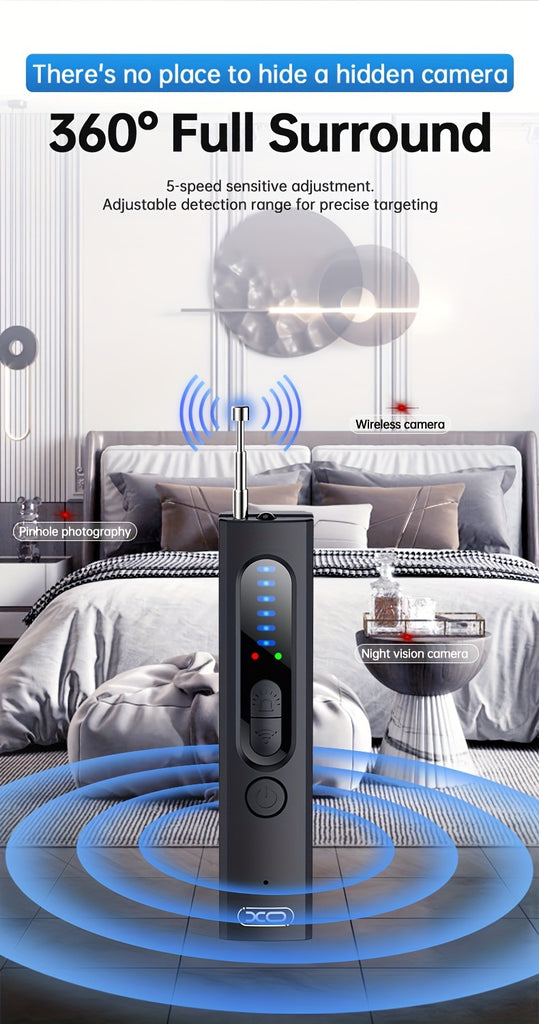 Hidden Camera Detector, Electronic Bug Sweeper with RF Signal Detection, Multifunctional Electronic Bug Sweeper for Home, Office, and Travel Security