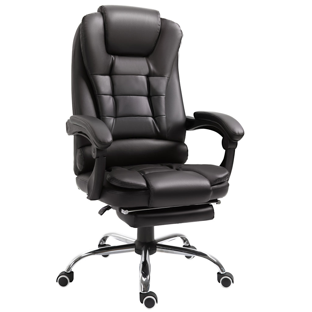 DodiOnline PU Leather Executive Office Chair, High Back Swivel Chair with Retractable Footrest, Adjustable Height, Reclining Function, Brown