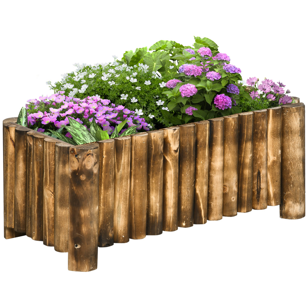 DodiOnline 52L Raised Flower Bed Wooden Rectangualr Planter Container Box Herb Pot Flower Pot 78L x 35W x 30H (cm)
