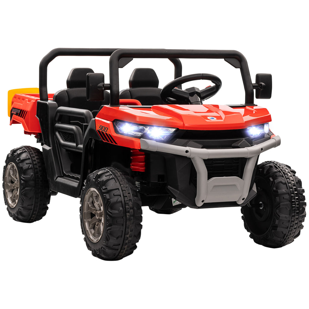 DodiOnline 12V 2 Seater Kids Electric Ride-On Car with Electric Bucket, Remote Control - Red