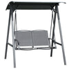 DodiOnline 2 Seater Garden Swing Seat Swing Chair, Outdoor Canopy Swing Bench with Adjustable Shade, Metal Frame and Texteline Seat, Dark Grey