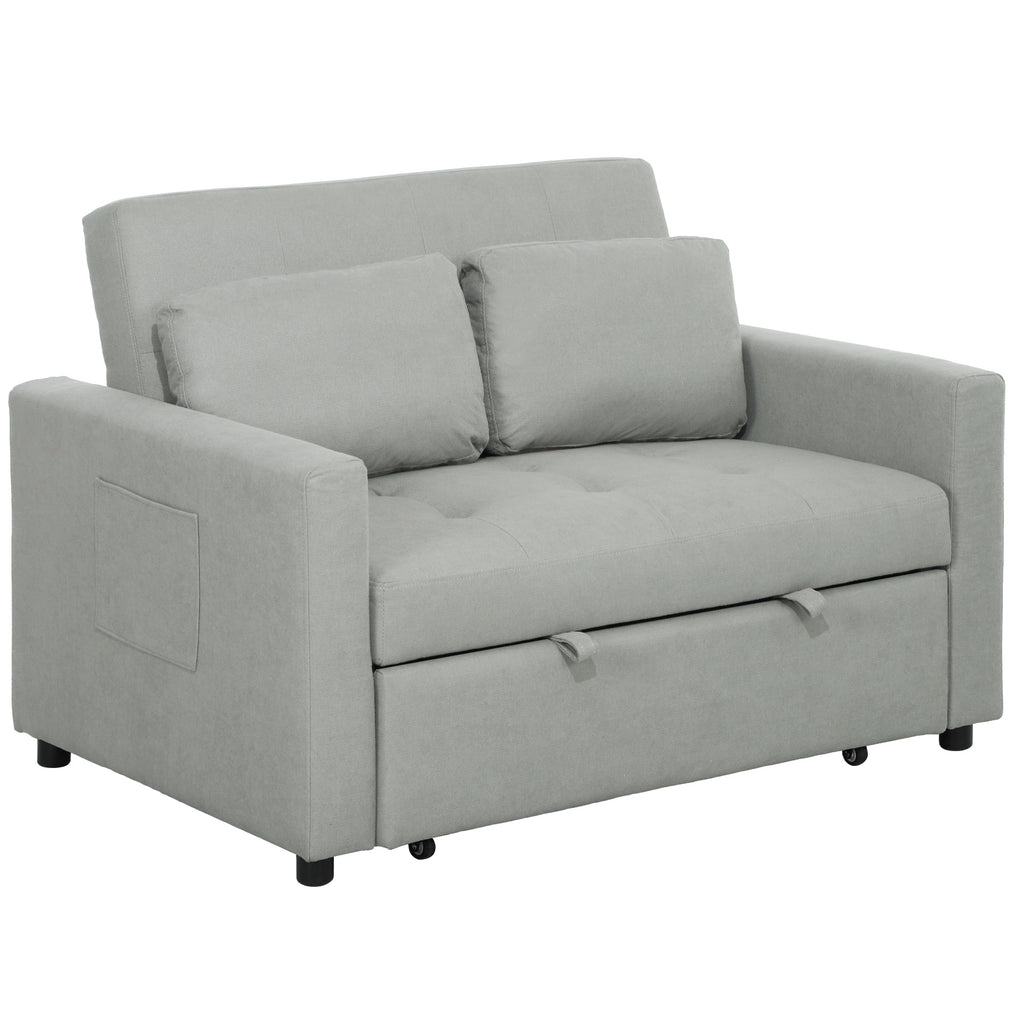 DodiOnline Velvet-Feel Two-Seater Sofa Bed - Light Grey