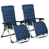 DodiOnline 2 Piece Reclining Zero Gravity Sun Loungers with Cushions, Blue