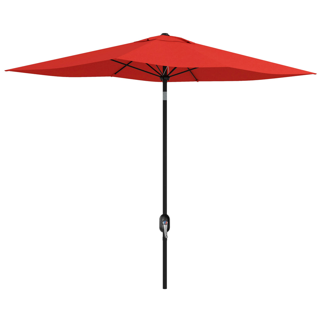 DodiOnline 2 x 3(m) Garden Parasol Umbrella, Rectangular Outdoor Market Umbrella Sun Shade with Crank & Push Button Tilt, 6 Ribs, Aluminium Pole, Wine Red