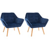 DodiOnline Armchair Accent Chair, Vanity Chair with Wide Arms, Slanted Back, Padding, Metal Frame, Wooden Legs, Home Bedroom Furniture Seating, Set of 2, Blue