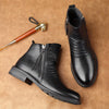 Men's Casual Leather High-top Boots: Stylish, Durable & Non-slip; All-season Wear with Comfortable Zip Closure