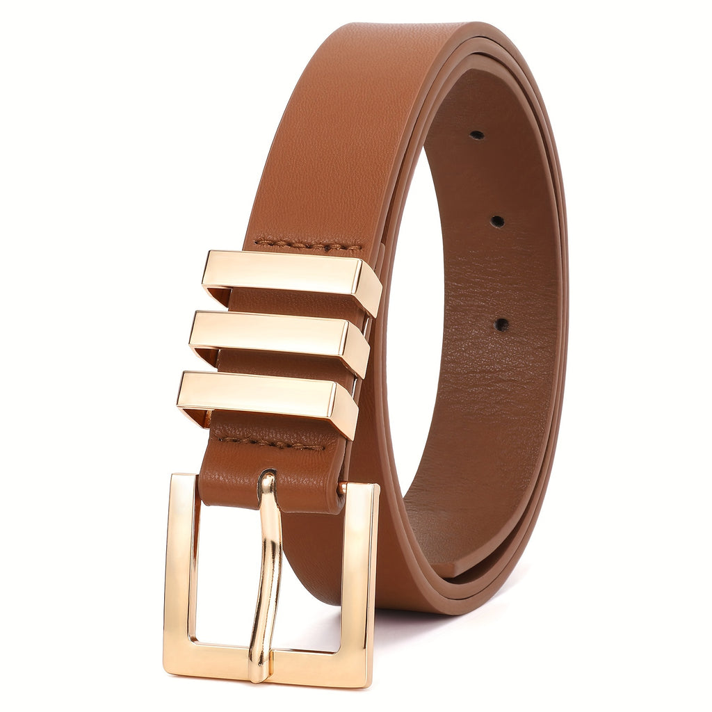 1PC Plus Size Women's Leather Belts For Jeans Pants Dress Fashion Ladies Waist Belt With Square Golden Buckle