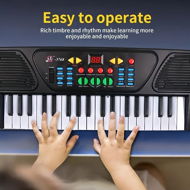 37-Key Portable Electronic Piano Keyboard with Microphone - Christmas & Birthday Gift for Musicians