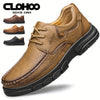 CLOHOO Men's Stitching Casual Shoes, Wear-resistant Anti-skid Lace-up Shoes With PU Leather Uppers For Outdoor, Men;s Daily Office Footwear For Spring And Autumn