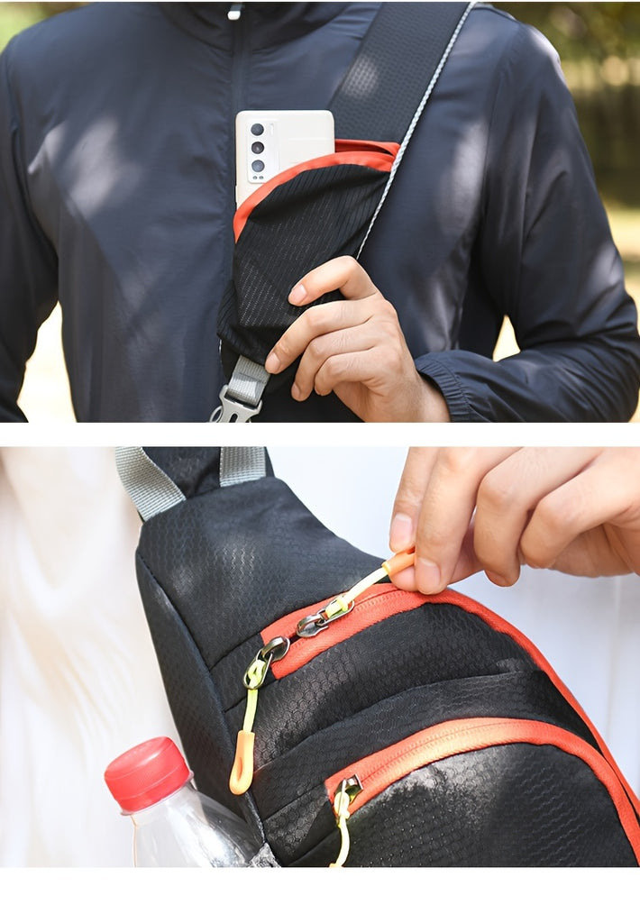 [Trendy Belt Bag] Trendy Nylon Belt Bag | Zipper Sling Bag with Side Pocket for Outdoor Sports