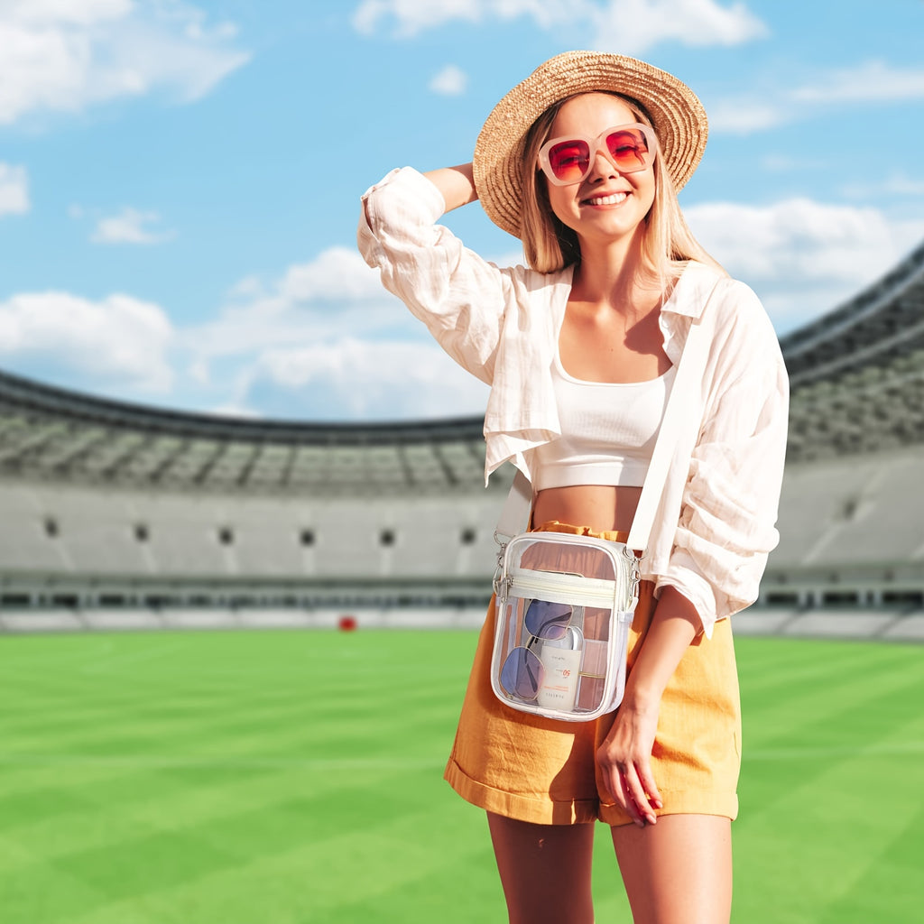 Clear View Crossbody Bag - Stadium-Approved, Spacious, Water-Resistant, Adjustable Strap, Interior Pockets - Perfect for Concerts, Sporting Events, Music Festivals, and Travel