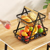 1pc 2/3 Tier Detachable Metal Wire Bathroom Storage Basket with Wooden Handle