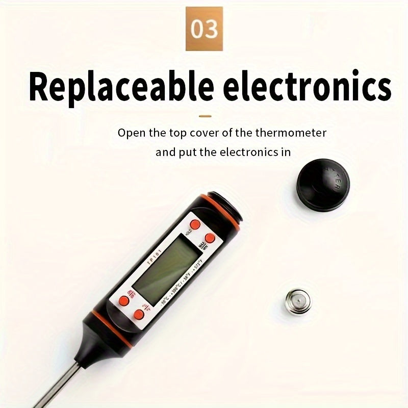 Kitchen Oil Thermometer BBQ Baking Temperature Measurement Electronic Food Thermometer Liquid Temperature Pen (Battery Not Included)