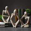 3-Piece Set Modern Abstract Thinker Sculptures - Durable Resin, Artistic Home Office Shelf Decor, Ideal for Bookshelf Styling
