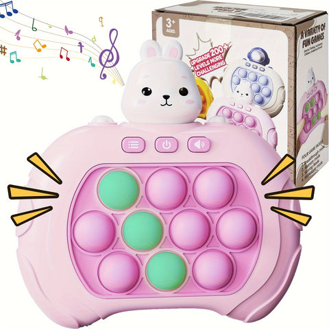 1pc Fast Push Bubble Game, Handheld Pop Light Up Pro Game Toy, Electronic Quick Push Game, Sensory Toy, Pink Bunny Halloween Christmas Gift