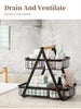 1pc 2/3 Tier Detachable Metal Wire Bathroom Storage Basket with Wooden Handle