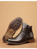 Men's Casual Leather High-top Boots: Stylish, Durable & Non-slip; All-season Wear with Comfortable Zip Closure