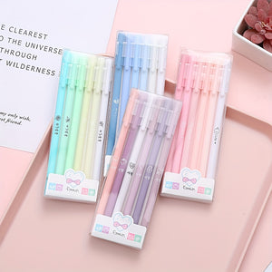 6pcs Morandi Gel Pen Set - Cute Kawaii Design for Office & School - Smooth Black Ink, Durable & Stylish Stationery Supplies