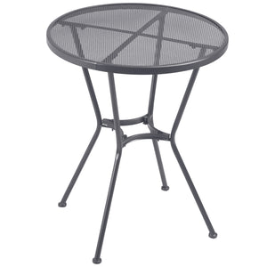 DodiOnline 60cm Round Garden Dining Table Metal Outside Bistro Table with Mesh Tabletop for Garden Balcony Deck, Dark grey