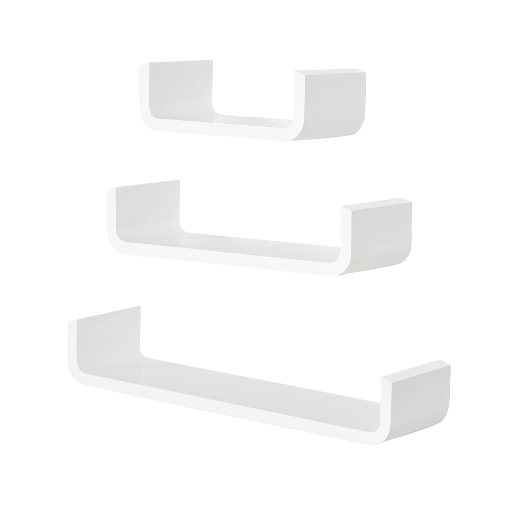 DodiOnline Floating Shelves, Set of 3 Wall Shelf, Shelves for Wall Invisible Mounting, Bedroom Living Room, White