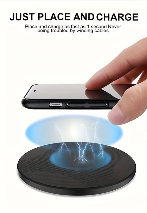 10W Fast Wireless Charger, Compatible with iPhone 16/15/14/13/12/11/8 Series, S23/S22/S21/S20/S10/S9/S8/S7/S6 Series, Note 10/9/8/5 Series, Slim Design for Bedside & Office Desk, Free Cable Included