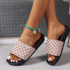 Soft Plaid Slides - Lightweight, Breathable, Comfortable Slip-On Shoes with Soft Fabric Inner, PU Faux Leather Upper, and Anti-Slip PVC Sole for Summer Beach Casual Wear