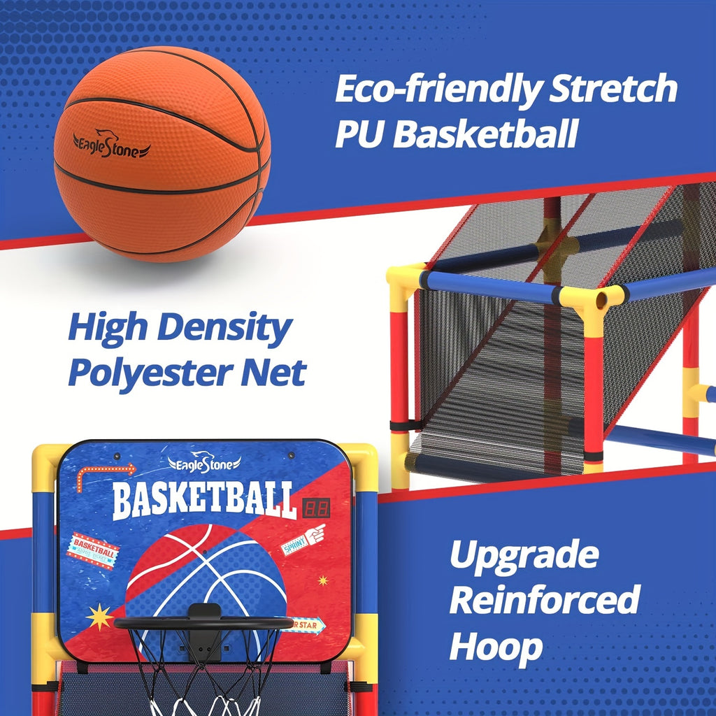 Kids Basketball Hoop Arcade Game W/Electronic Scoreboard Cheer Sound, Basketball Hoop Indoor Outdoor W/4 Balls, Basketball Game Toys Gifts For Kids 3-6 5-7 8-12 Toddlers Boys Girls