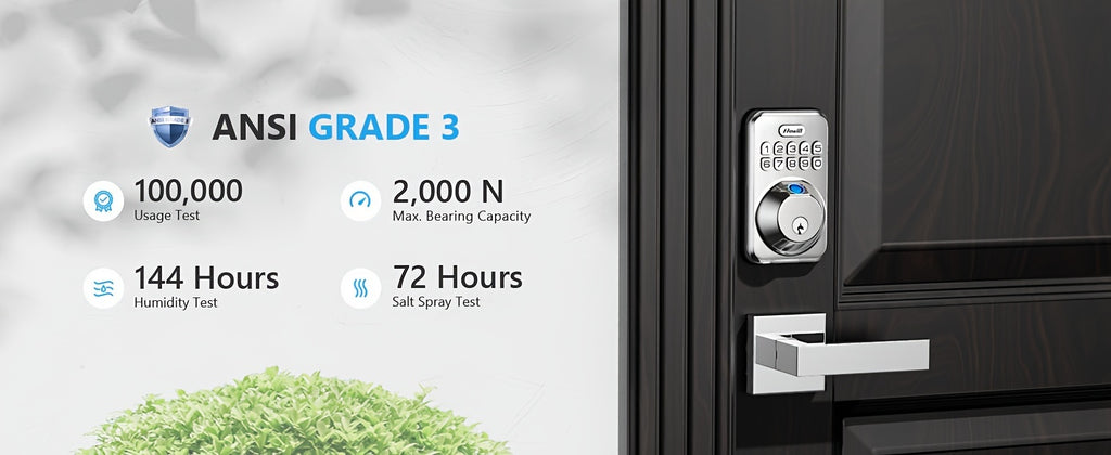 Keyless Entry Door Lock with 2 Lever Handles - Electronic Keypad Deadbolt, Auto-Locking, Anti-Peeping Password, Digital Smart Code, Brushed Aluminum, Battery-Powered (AA Batteries Included), US Standard, Smart Door Lock