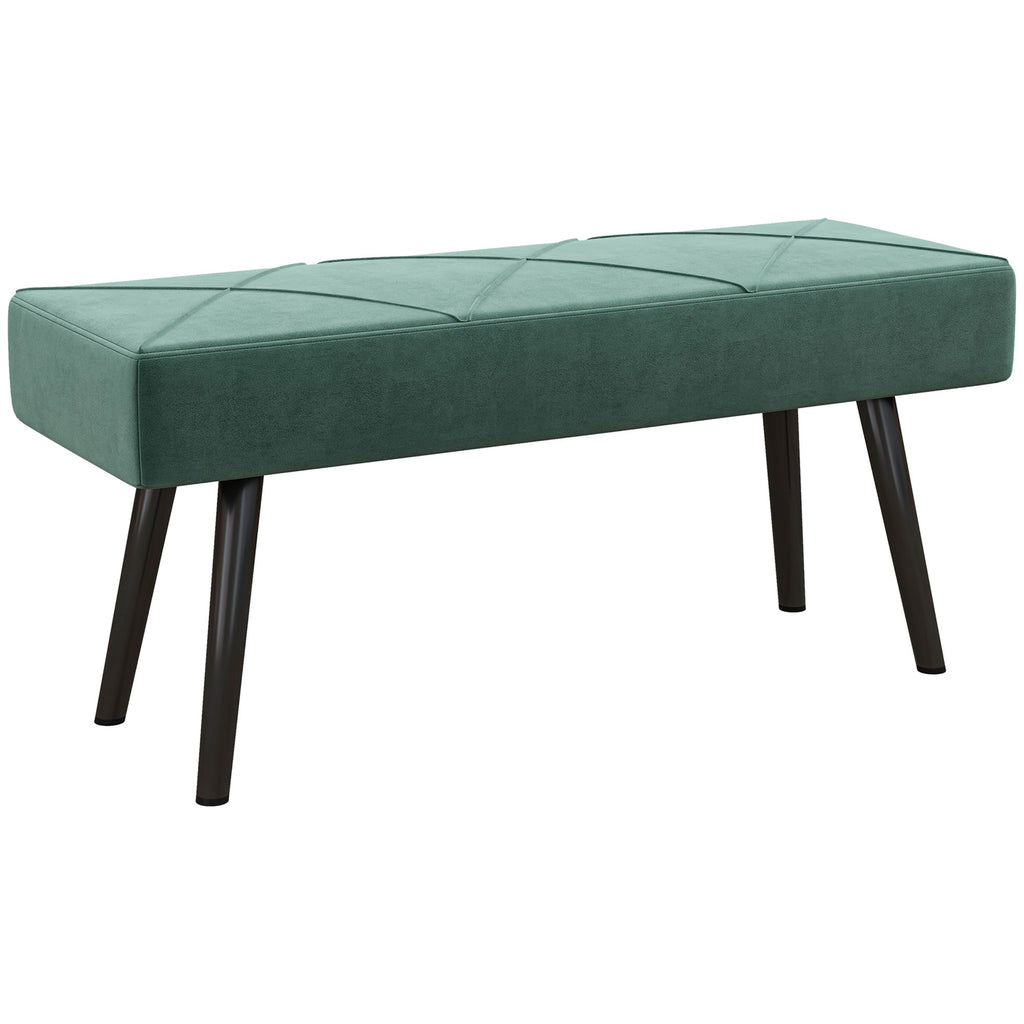 DodiOnline End of Bed Bench with X-Shape Design and Steel Legs, Upholstered Hallway Bench for Bedroom, Green