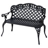 DodiOnline Garden Bench, Cast Aluminium, 107Lx58Wx85H cm-Black