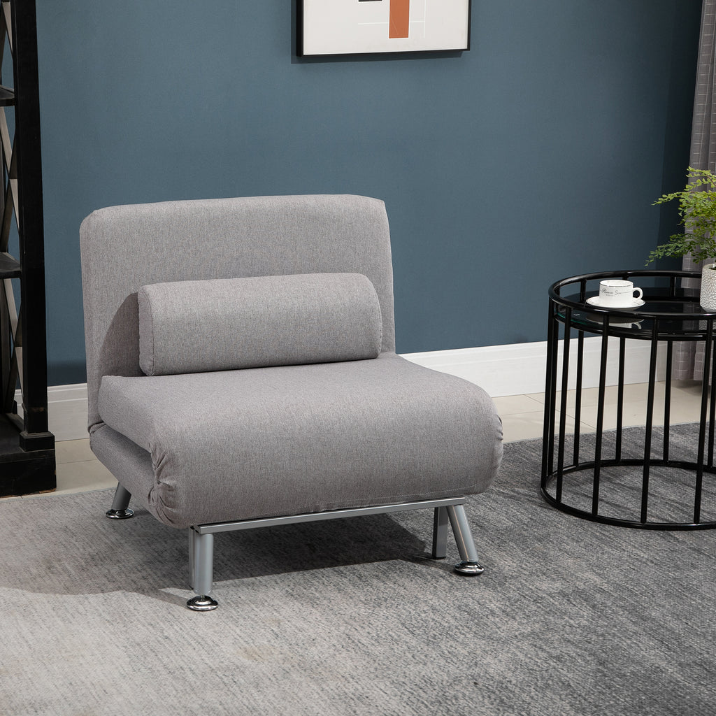 DodiOnline Adjustable Back Futon Sofa Chair - Grey