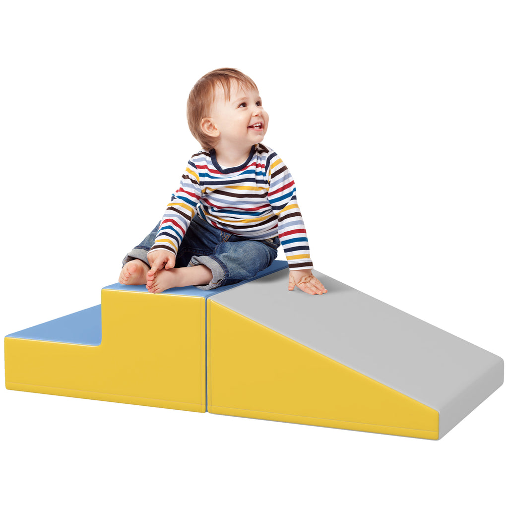 DodiOnline 2 Piece Soft Play Set for Toddler Climb and Crawl, for 12-36 Months, Grey