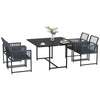 DodiOnline Five-Piece Metal Dining Set, with Folding Back Chairs, Dark Grey