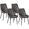 DodiOnline Retro Dining Chair Set of 4, PU Leather Upholstered Side Chairs for Kitchen Living Room with Metal Legs, Grey