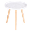 DodiOnline Coffee Table, Carved Floral Round Table with Tray-style Top and Wood Legs, Modern Side Table for Living Room, White