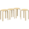DodiOnline Stackable Stools Set of 4, Modern Stacking Chairs, Round Backless Stools for Kitchen, Dining Room, Office, Outdoors, Nature Wood Finish