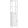 DodiOnline Tall Bathroom Cabinet, Slim Bathroom Storage Cabinet with 2 Open Shelves, Soft Close Door and Drawer, Adjustable Shelf, Narrow Cupboard Storage Unit, White