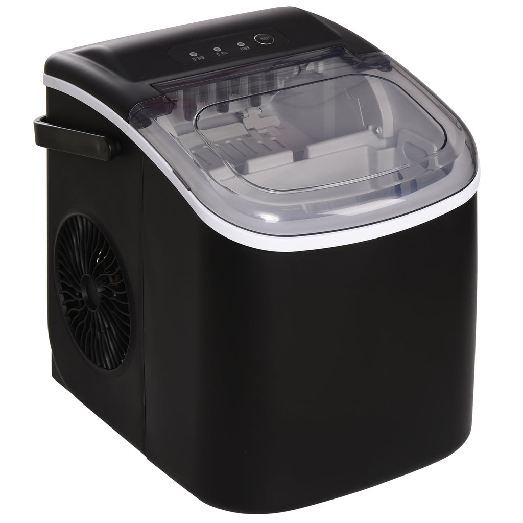 DodiOnline Ice Maker Machine Counter Top, 12Kg in 24 Hrs, 9 Cubes Ready in 6-12Mins, Portable Ice Cube Maker with Ice Scoop and Basket, Black