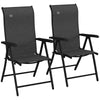 DodiOnline Set of Two Folding Garden Chairs, with Seven-Position Adjustable Backs - Grey