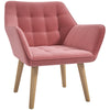 DodiOnline Accent Chair, Arm Chair with Wide Arms, Slanted Back, Thick Padding and Rubber Wooden Legs for Living Room, Pink