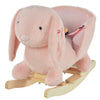 DodiOnline Kids Children Rocking Horse Plush Ride On Rabbit Seat w/ Sound Wood Base Seat Safety Belt Toddler Baby Toy Rocker Pink 18 - 36 Months