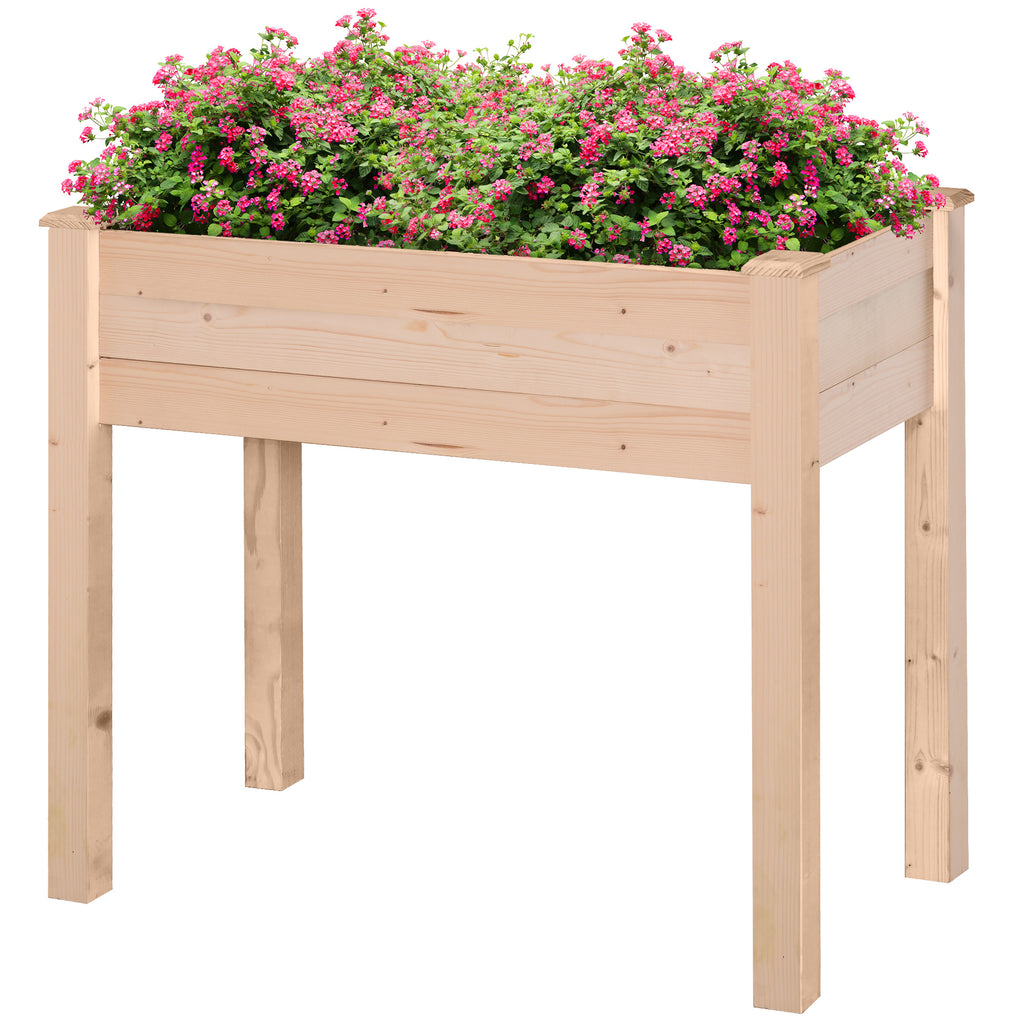 DodiOnline Garden Wooden Planters? Rectangular Raised Bed,Flower Box, Fir Wood Indoor/Outdoor, Oak Tone, 86L x 46W x 76Hcm