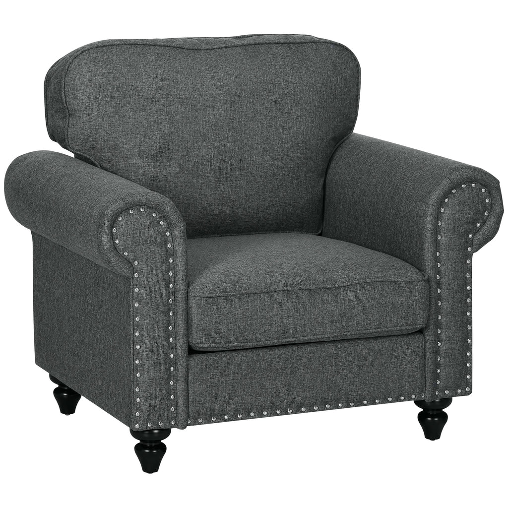DodiOnline Mid-Century Armchair, with Pocket Springs - Charcoal Grey