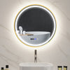 DodiOnline Round Bathroom Mirror with LED Lights, 600mm Backlit Illuminated Bathroom Mirror, Dimmable Wall Mounted Vanity Mirror with Demister Pad, Touch Switch, Time and Temp Display, Gold Tone
