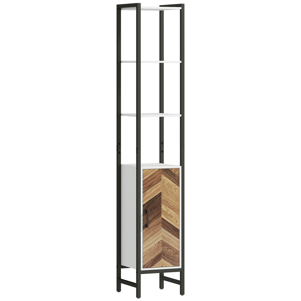 DodiOnline Tall Bathroom Cabinet with 3 Shelves, Slim Storage Cabinet with Adjustable Shelf, Narrow Tallboy Cupboard, Bathroom Storage Unit for Kitchen, Living Room, Hallway, 30 x 30 x 170 cm