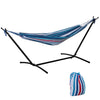 DodiOnline 298 x 117cm Hammock with Stand Camping Hammock with Portable Carrying Bag, Adjustable Height, 120kg Load Capacity, White Stripe