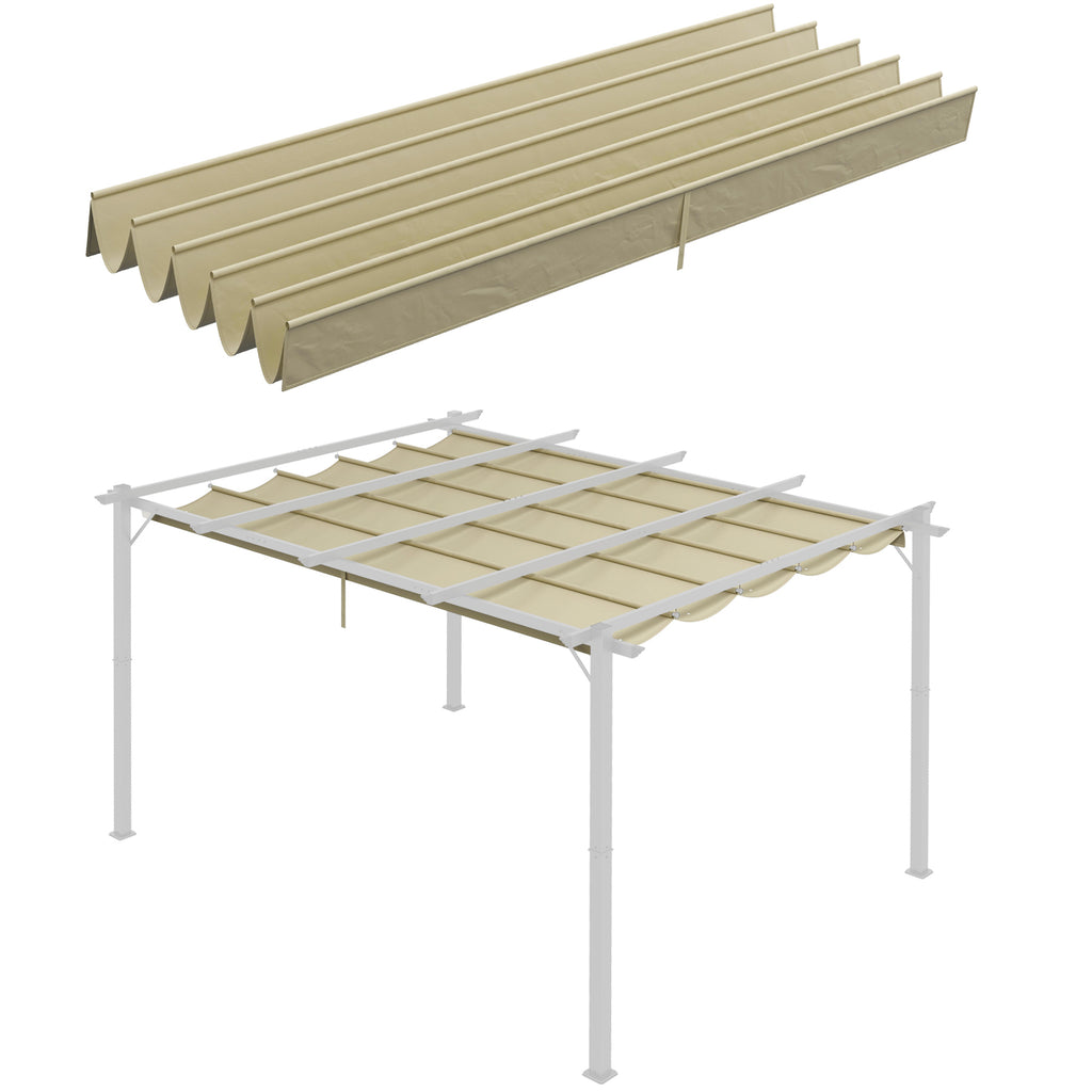 DodiOnline Retractable Pergola Shade Cover, Replacement Canopy for 4 x 3 (m) Pergola, Retractable Roof, Beige