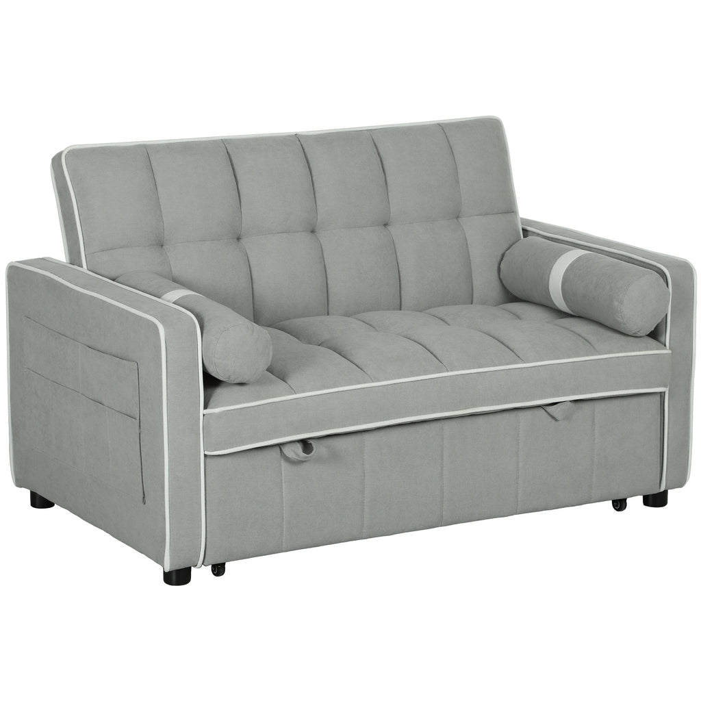DodiOnline Two-Seater Linen-Look Sofa Bed - Light Grey